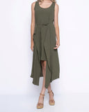 Load image into Gallery viewer, Hi-Low Mid-Length Dress With Drawstring Waist